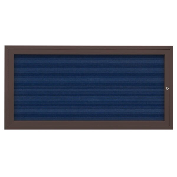 72"x36" 3-Door Enclosed Outdoor Letterboard, Hdr, Blue Felt/Bronze